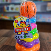 BEISE Colorful Stacking Ring Toy for Babies – Soft BPA-Free Plastic Stacker with Basketball Top | Early Learning Toy for Infants & Toddlers 12 Months+